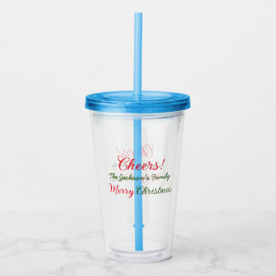 Vaso Acrílico feliz navidad saludos agregar nombre de familia te