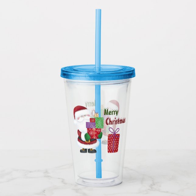 Vaso Acrílico Feliz Navidad Santa (Anverso)