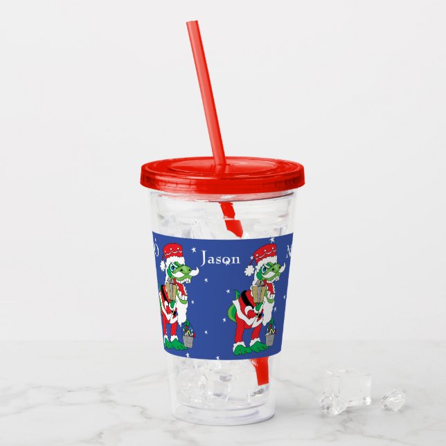 Vaso Acrílico Feliz Navidad SantaSaurus (Anverso (hielo))
