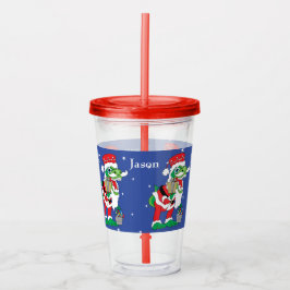 Vaso Acrílico Feliz Navidad SantaSaurus