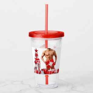 Vaso Acrílico Feliz Navidad SlipperyJoe regalo rojo blanco plata