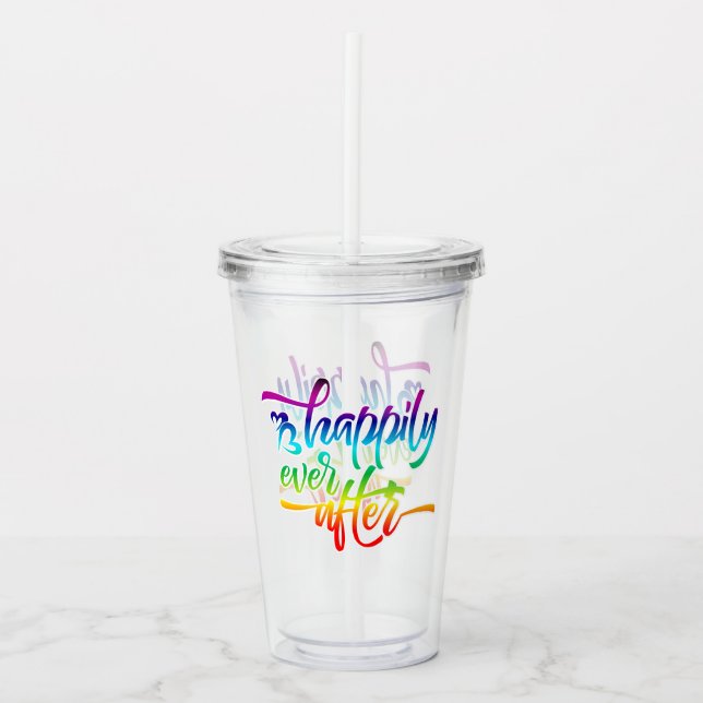 Vaso Acrílico Feliz para siempre después del arcoiris (Anverso)