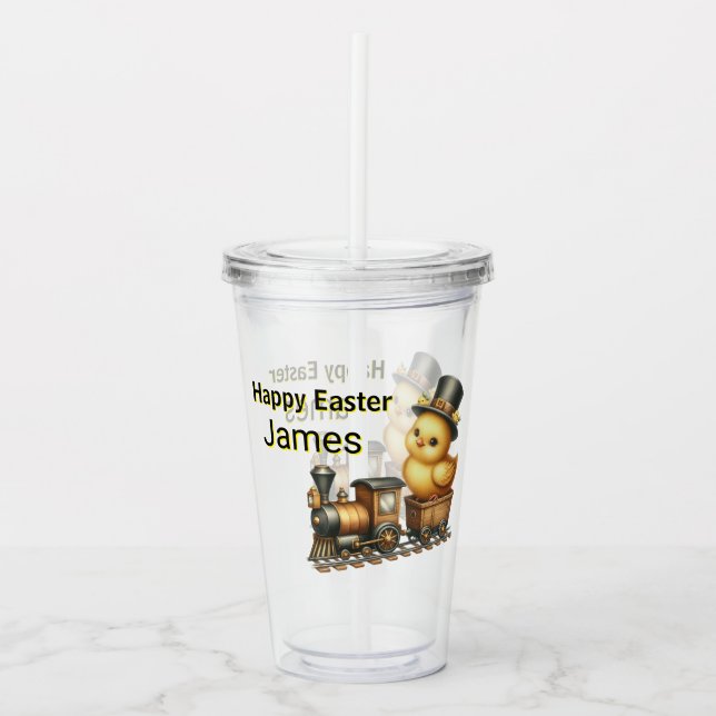 Vaso Acrílico Feliz Pascua chicos  (Anverso)