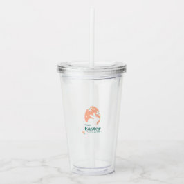 Vaso Acrílico Feliz Pascua – Diseño floral de conejo y huevo