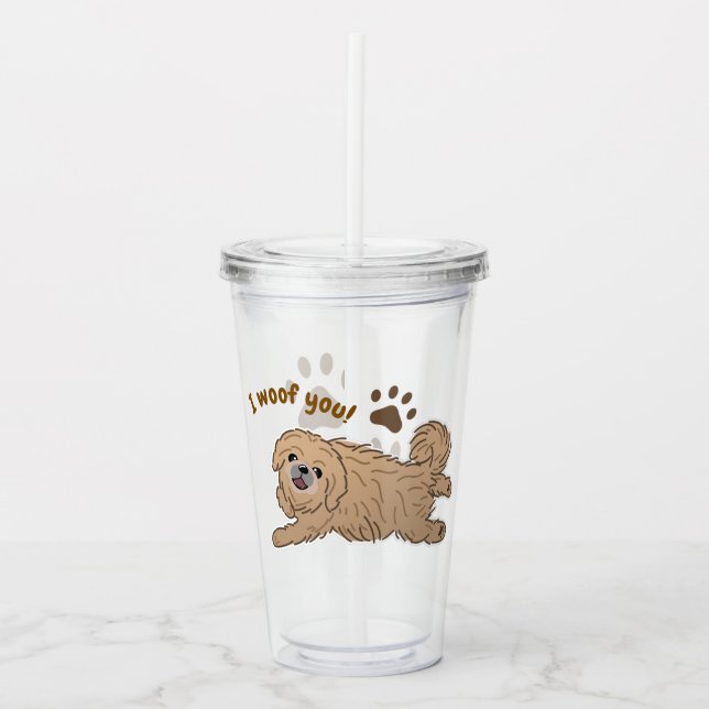 Vaso Acrílico Feliz Perro Pekín, amante de ti (Anverso)