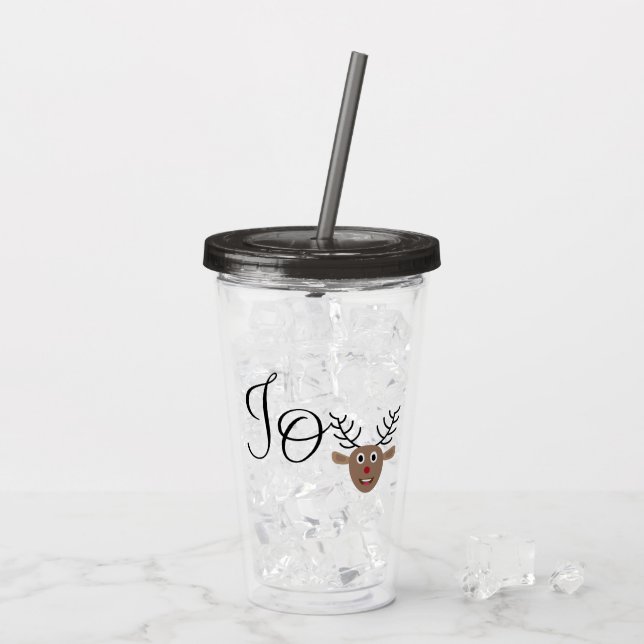 Vaso Acrílico Festividad de Navidades de renos (Reverso (hielo))