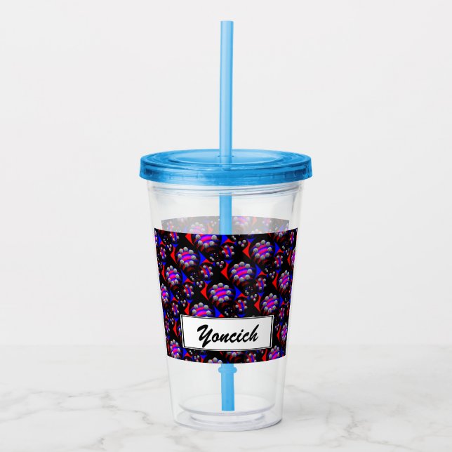 Vaso Acrílico Fibonacci 'Fish Checker Black' por Kenneth Yoncich (Anverso)