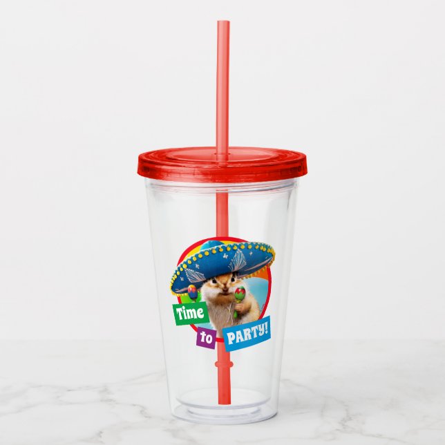 Vaso Acrílico Fiesta Chipmunk En Sombrero (Anverso)