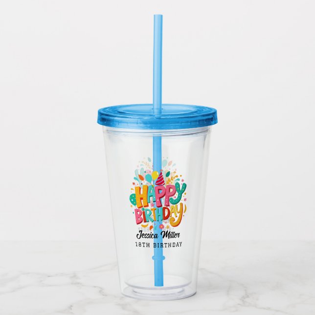 Vaso Acrílico Fiesta de Cumpleaños (Anverso)