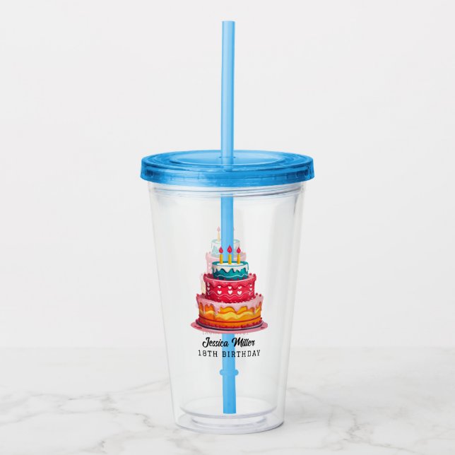 Vaso Acrílico Fiesta de Cumpleaños (Anverso)