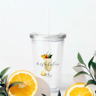 Vaso Acrílico Fiesta de cumpleaños con cóctel tropical Pina Cola