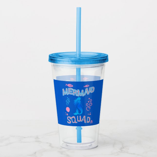 Vaso Acrílico Fiesta de Cumpleaños de la Tropa de Sirenas  (Anverso)