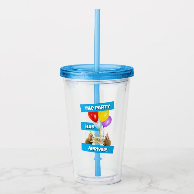 Vaso Acrílico Fiesta de Cumpleaños de Perrito de la Pradera (Anverso)