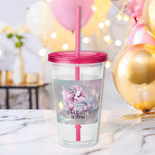 Vaso Acrílico Fiesta de cumpleaños de sirena mágica para niños