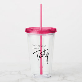Vaso Acrílico Fiesta de cumpleaños moderna 30 treinta trigésima