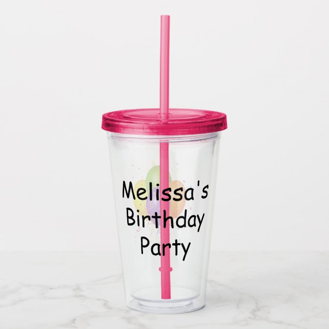 Vaso Acrílico Fiesta de cumpleaños personalizada (Anverso)