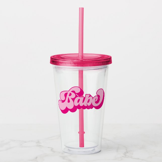 Vaso Acrílico Fiesta de Despedida de Soltera Bebe Rosa Retro (Anverso)