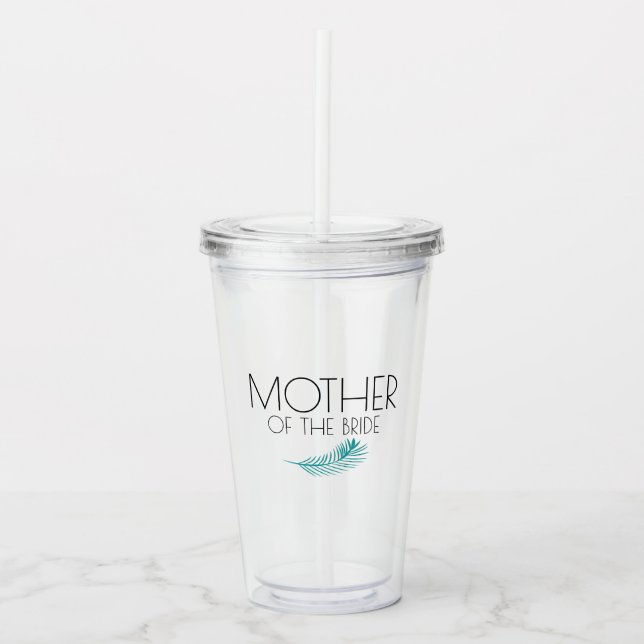 Vaso Acrílico Fiesta de Despedida de Soltera con Hojas de Palma  (Anverso)