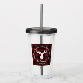 Vaso Acrílico Fiesta de la familia Red and Black Buffalo Plaid
