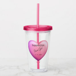 Vaso Acrílico Fiesta de novias rosadas personalizada