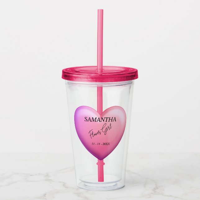 Vaso Acrílico Fiesta de novias rosadas personalizada (Anverso)