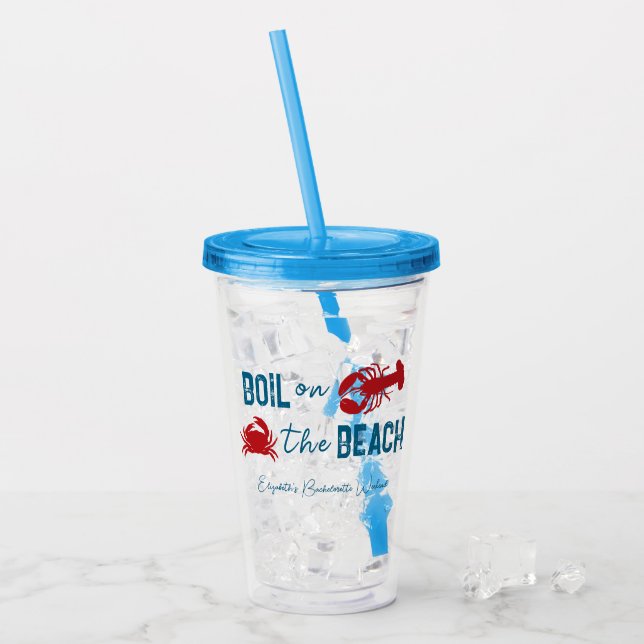 Vaso Acrílico Fiesta de soltera con mariscos hervidos (Anverso (hielo))