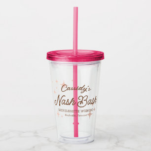Vaso Acrílico Fiesta de Soltera Pink Retro Stars Nash Bash