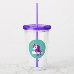 Vaso Acrílico Fiesta del cumpleaños del unicornio del chica