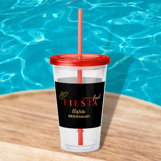Vaso Acrílico Fiesta Final Bachelorette Mexicana (final fiesta bachelorette party tumbler red and orange sombrero bachelorette party favors mexican)