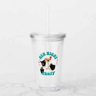 Vaso Acrílico Fiesta Nocturna de Gallinas Divertidas Gallina Div