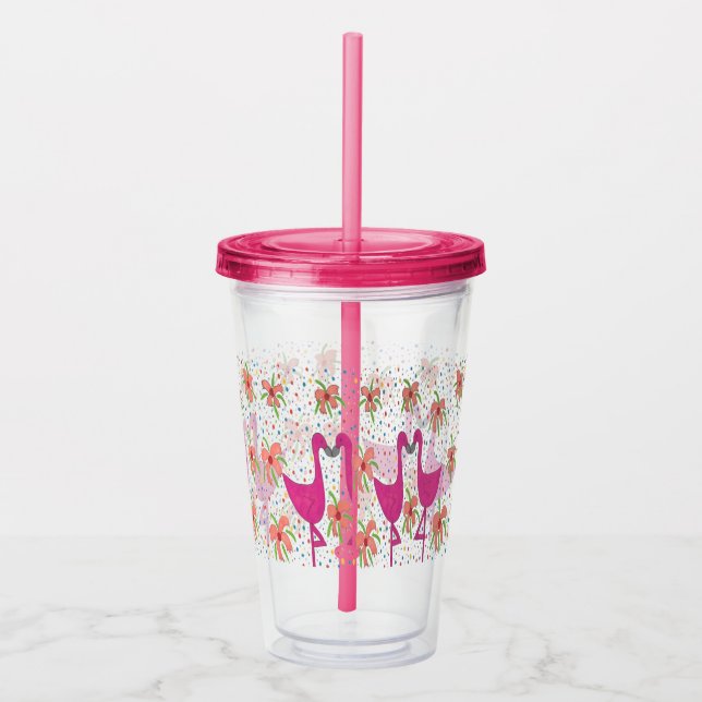 Vaso Acrílico Fiesta rosa Flamingos (Derecha)