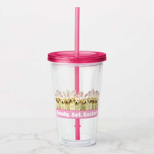Vaso Acrílico Fila de conejitos cachorros (Anverso)
