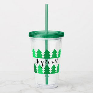 Vaso Acrílico Filas de verdes árboles navideños felices para tod