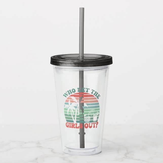 Vaso Acrílico Fin de semana del viaje de Chica Retro (Anverso)