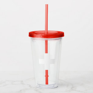 Vaso Acrílico Flag of Switzerland modified cross Suiza Suisse