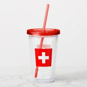Vaso Acrílico Flag of Switzerland Suiza Suisse