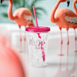 Vaso Acrílico Flamingo Mosaico Personalizado