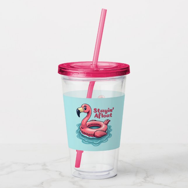 Vaso Acrílico Flamingo Retro Float Funny Summer (Reverso)
