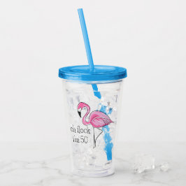 Vaso Acrílico Flamingo rosa Oh Flock Tengo 50 años