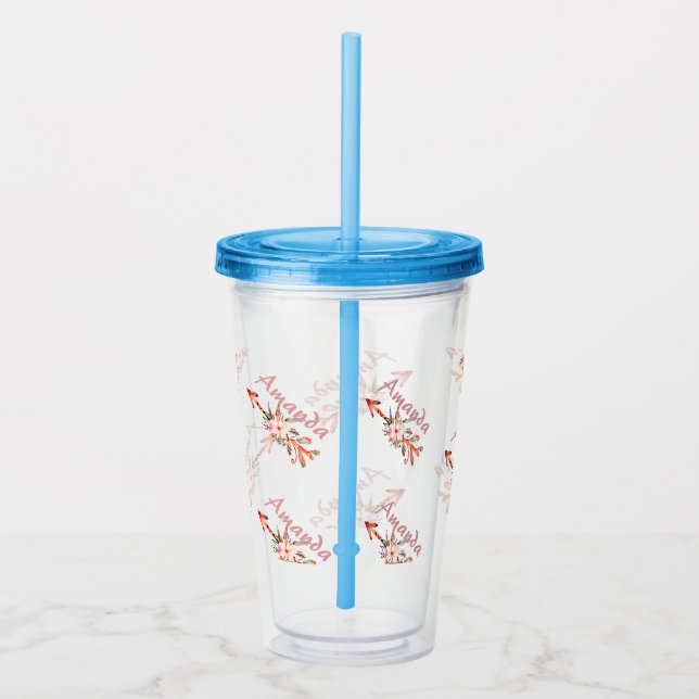 Vaso Acrílico Flechas florales personalizadas  (Derecha)