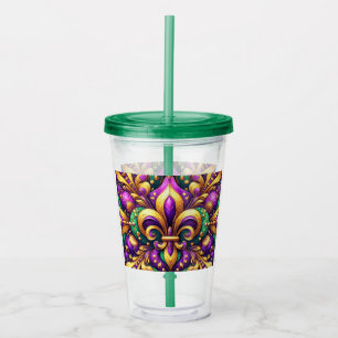 Vaso Acrílico fleur de lis mardi gras