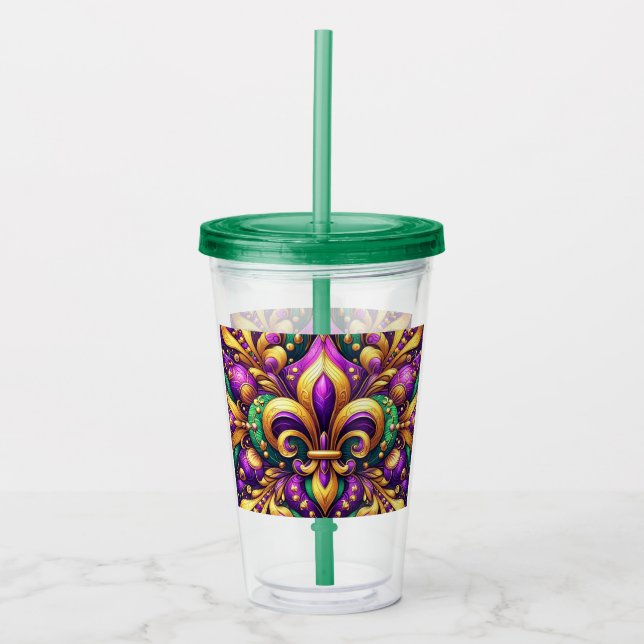 Vaso Acrílico fleur de lis mardi gras (Anverso)