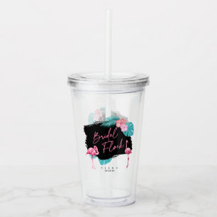 Vaso Acrílico Flock de novia Flamingo Bachelorette ID930