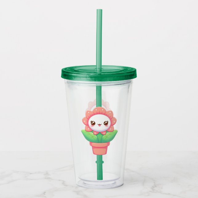Vaso Acrílico Flor caprichosa en la olla (Anverso)