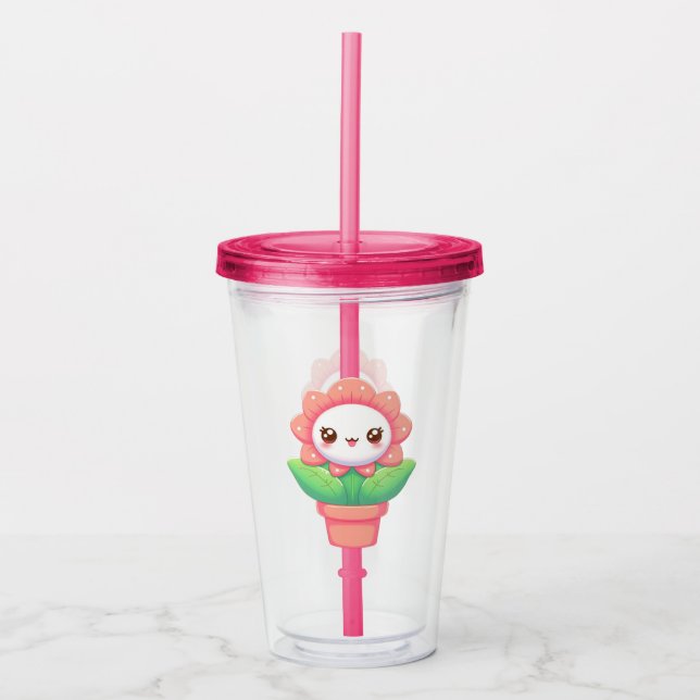 Vaso Acrílico Flor caprichosa en la olla (Anverso)