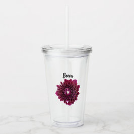 Vaso Acrílico Flor de Dahlia púrpura profunda personalizada