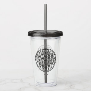 Vaso Acrílico FLOR DE LA VIDA - Contorno del símbolo de Geometrí