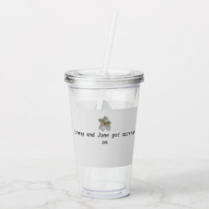 Vaso Acrílico Flor de magnolia blanca en Tumbler acrílico