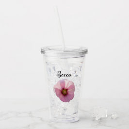 Vaso Acrílico Flor de Malva Rosa Brillante Personalizada