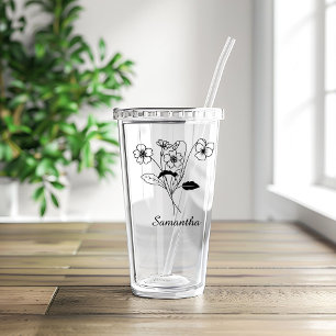 Vaso Acrílico Flor de nacimiento personalizada con propuesta de 